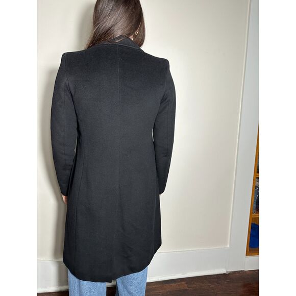 MaxMara Black 100% Wool Above the Knee Trench Coat Size 4 - Picture 6 of 13